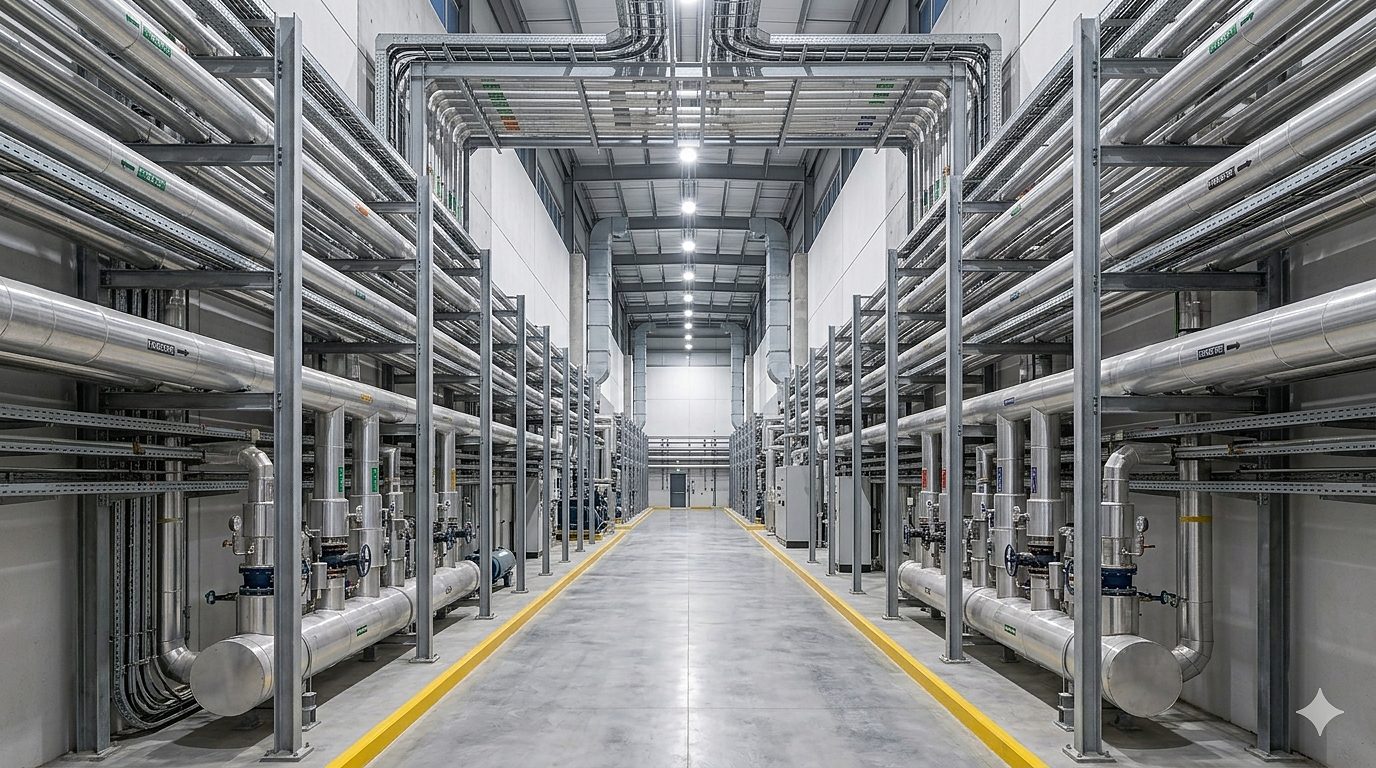 Wide piping gallery interior